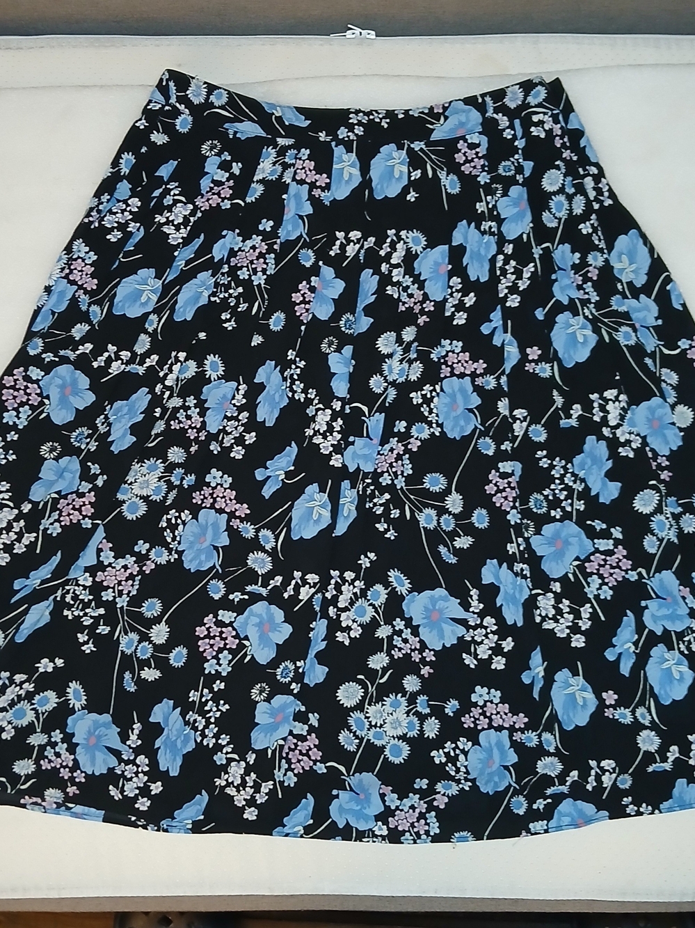 Talbots Black A-Line Skirt Size 6 with Blue & Pink Floral Print